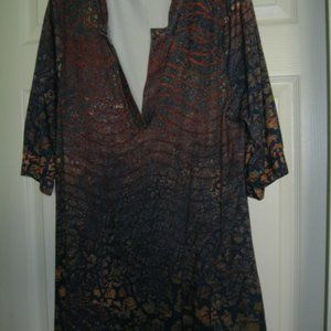 Large Red Floral TunicTop by Symply ASTER Size 1XL